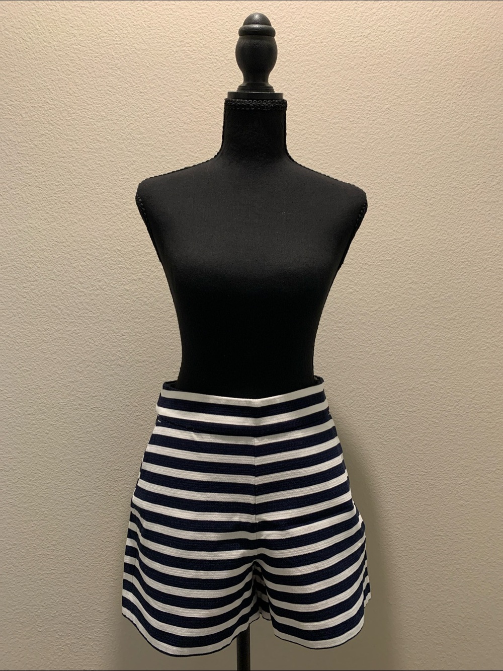 J. Crew Navy and White Horizontal Stripe Knit Shorts NWOT (Size 4)